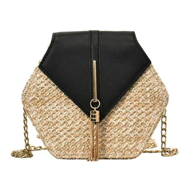 Bolsa de Palha Feminina Hexagonal Boêmia - Ela na Moda