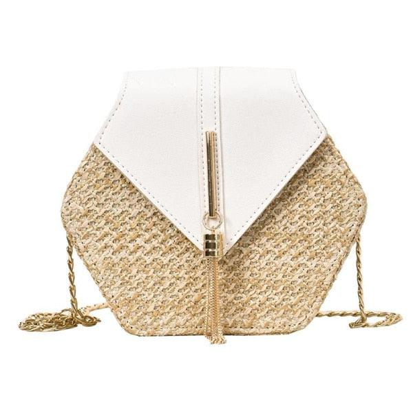 Bolsa de Palha Feminina Hexagonal Boêmia - Ela na Moda