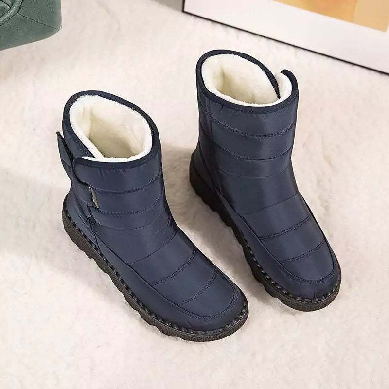 Bota de Inverno Cano Alto Impermeável Aveludada Rimocy Preto Ela Na Moda