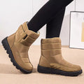 Bota de Inverno Cano Alto Impermeável Aveludada Rimocy Cáqui Ela Na Moda