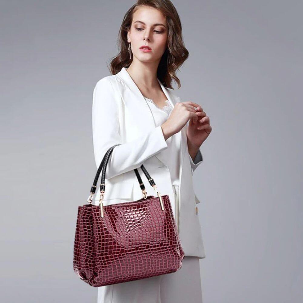 Bolsa Feminina Crock Luxo Moderna Elegante - Ela na Moda